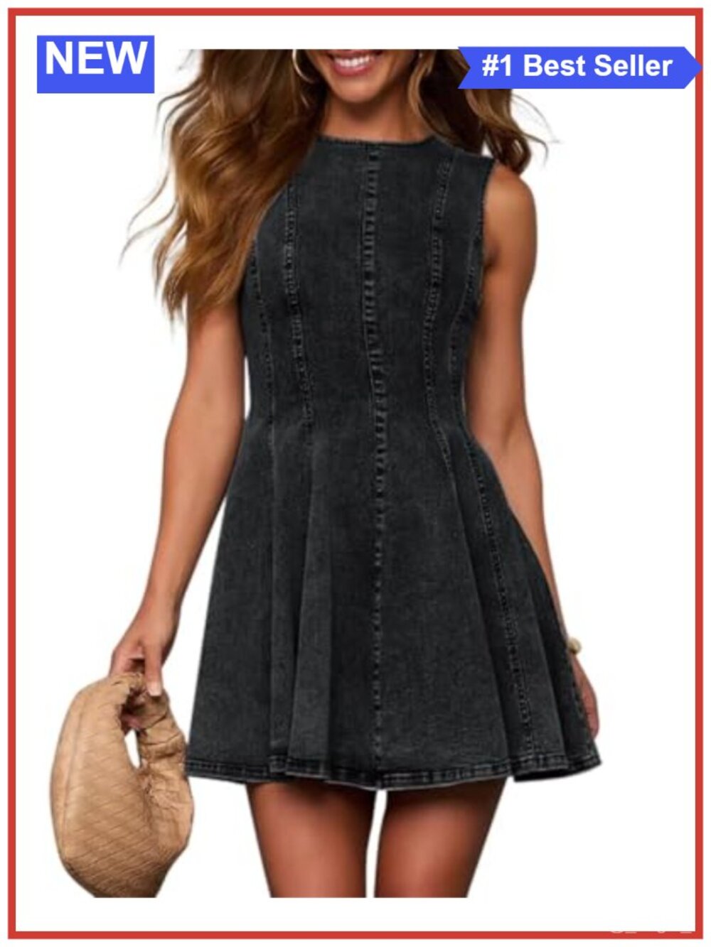 Sleeveless Denim Babydoll A-Line Mini Dress for Women